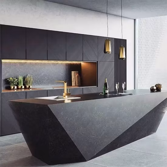 2023 Luxus moderne modulare Küche Design Holzmöbel PVC Türverkleidung wirtschaftliche Holzwand Großhandel Küchenschrank